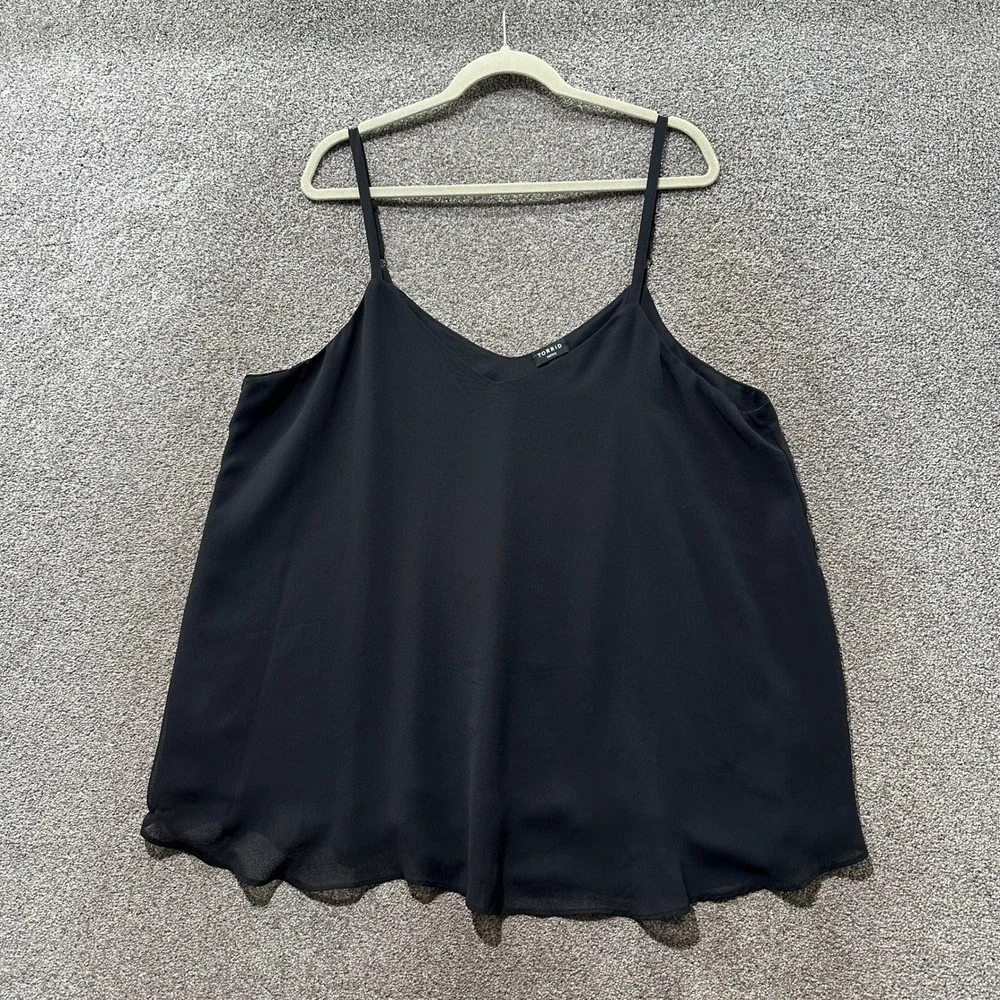 Torrid Sophie Black Chiffon Double Layer Cami Camisole Tank Top Size 2X